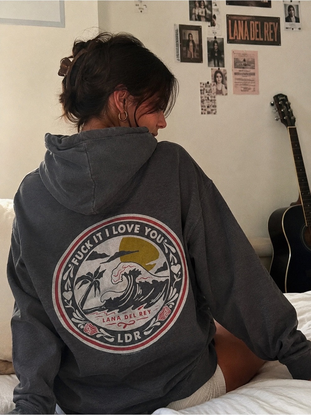 Lana Del Rey F*ck It I Love You Hoodie Charcoal Gray Size Medium Official Merch
